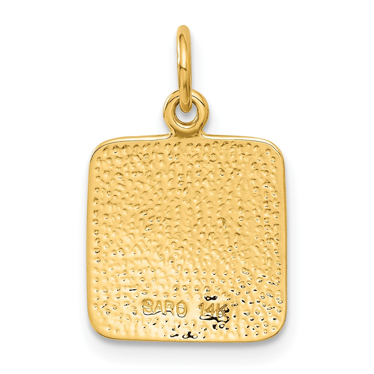14K Satin and Diamond-Cut Angel Square Charm