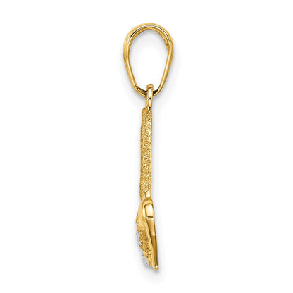 14k and White Rhodium Diamond-cut Hummingbird Pendant