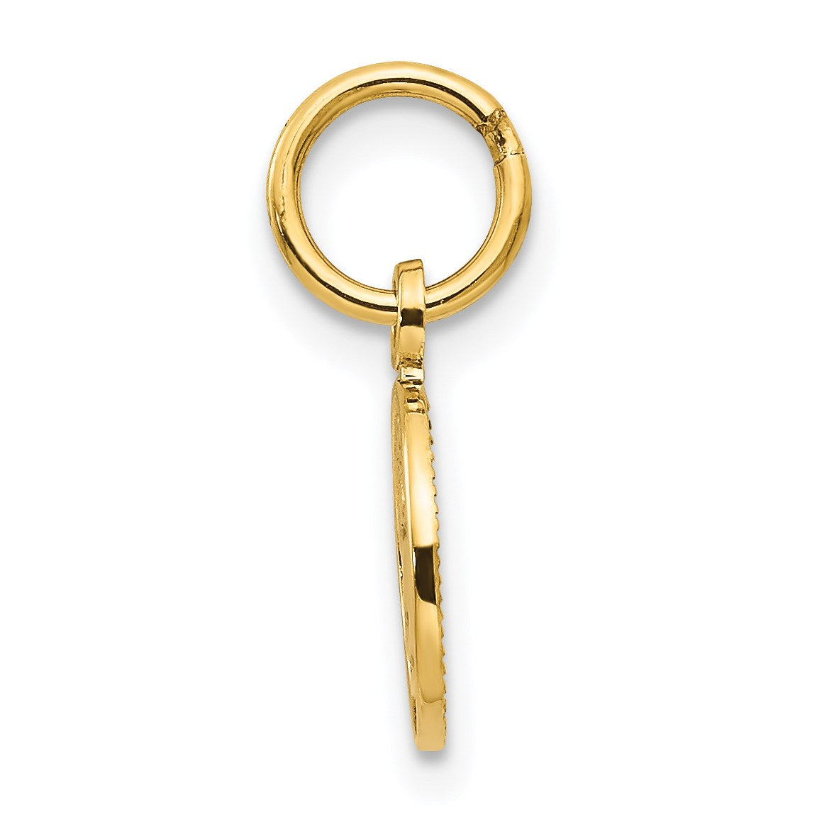 14k Small Polished Angel Round Charm