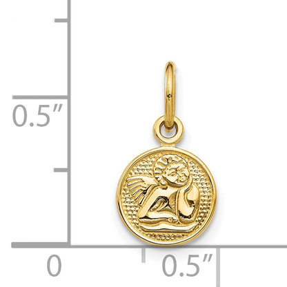 14k Small Polished Angel Round Charm