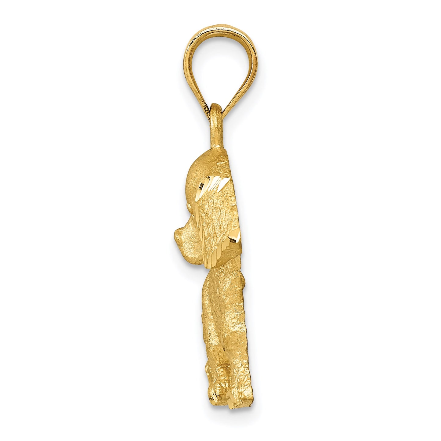 14k Satin Diamond-cut Dog Charm