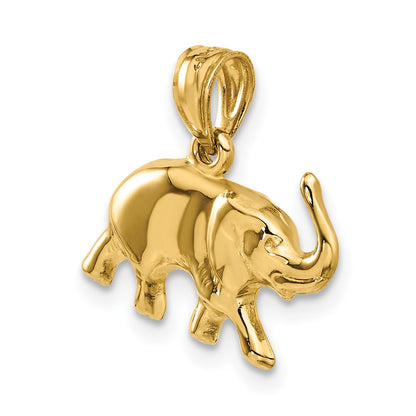 14k 3-D Polished Elephant Pendant