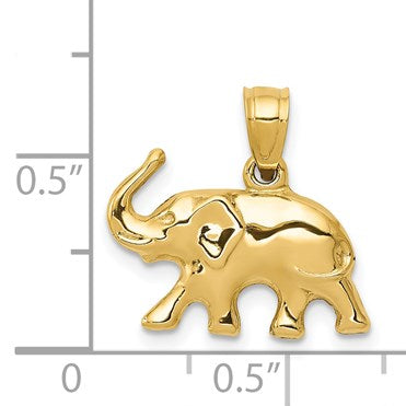 14k 3-D Polished Elephant Pendant