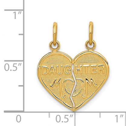 14k MOM-DAUGHTER 2-Piece Break-apart Heart Charm