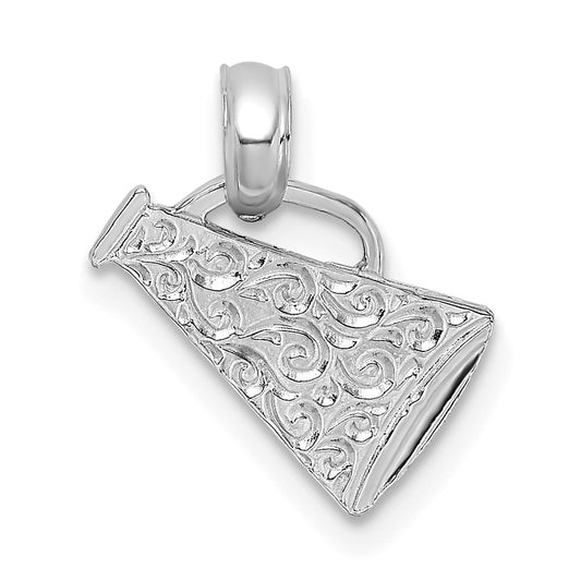 14K White Gold Megaphone with Handle Pendant