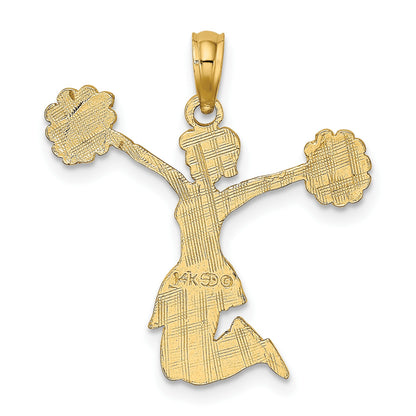 14k Cheerleader Jumping with Pom-Poms Charm