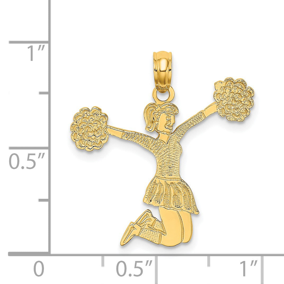 14k Cheerleader Jumping with Pom-Poms Charm