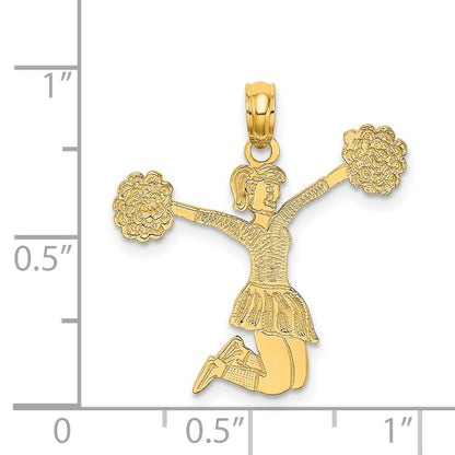 14k Cheerleader Jumping with Pom-Poms Charm