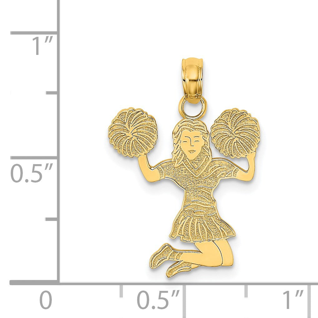 14k Cheerleader Jumping with Pom-Poms Charm