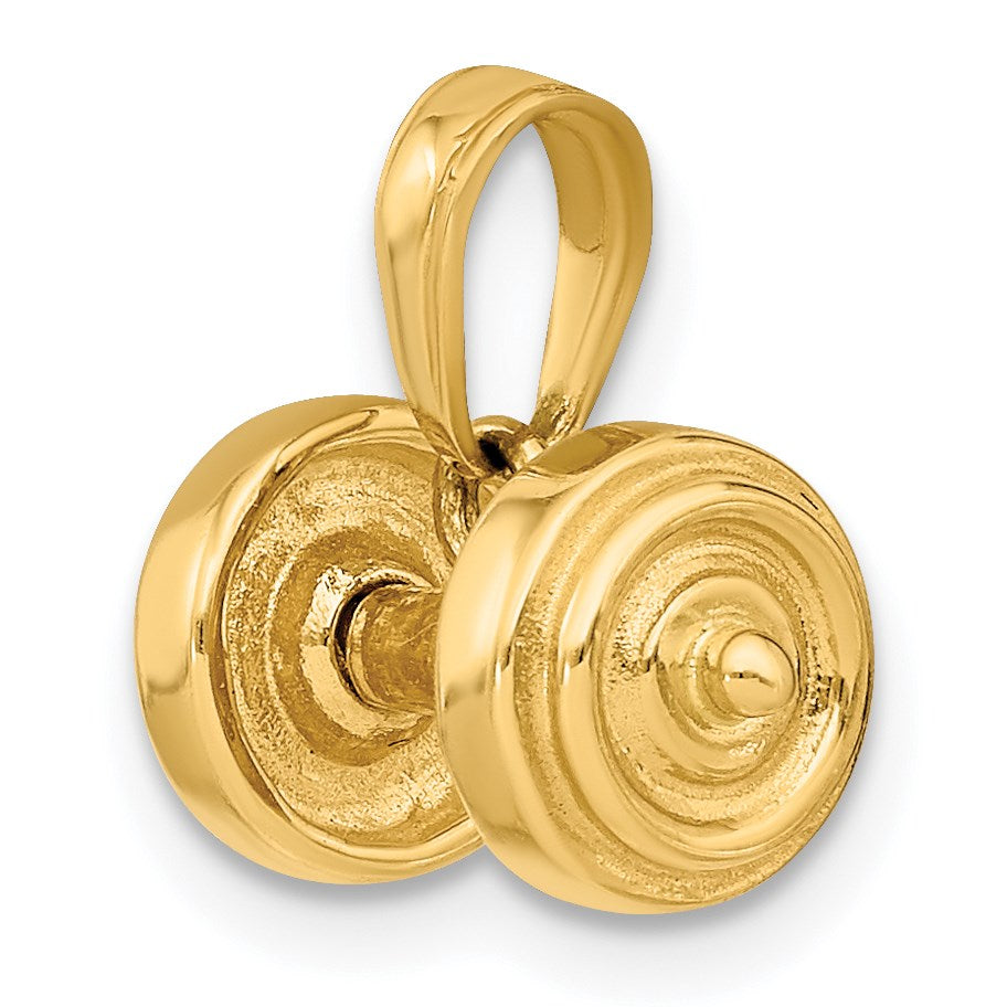 14k 3-D Single Barbell Pendant