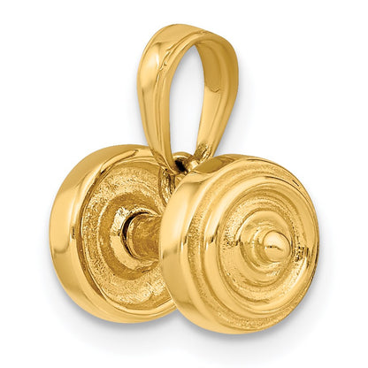 14k 3-D Single Barbell Pendant