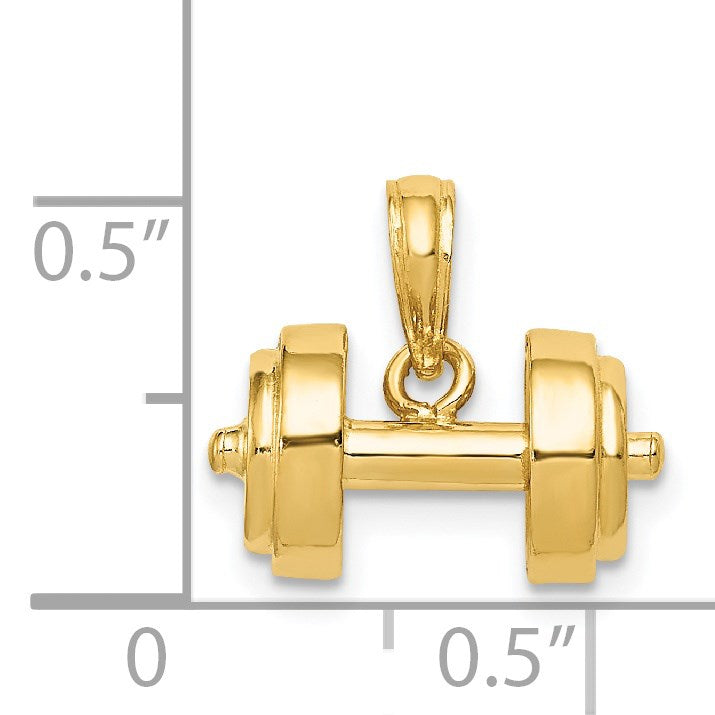 14k 3-D Single Barbell Pendant