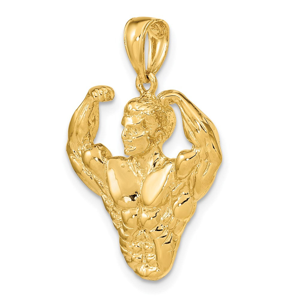 14k 3-D Bodybuilder Waist Up Pendant