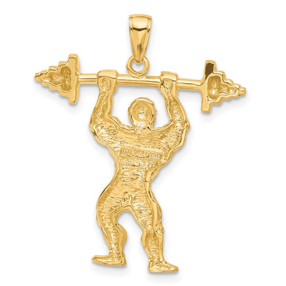 14k Bodybuilder with Weights Pendant