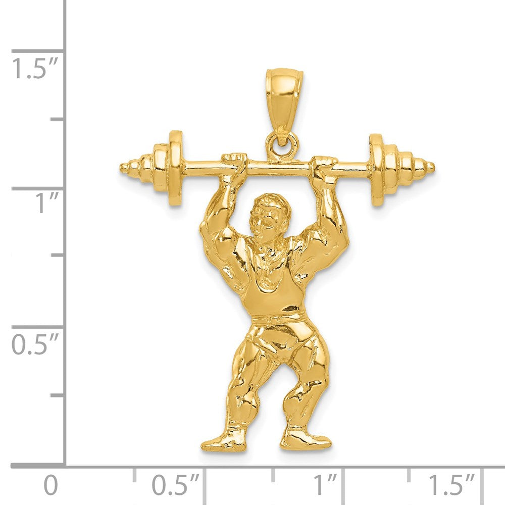 14k Bodybuilder with Weights Pendant