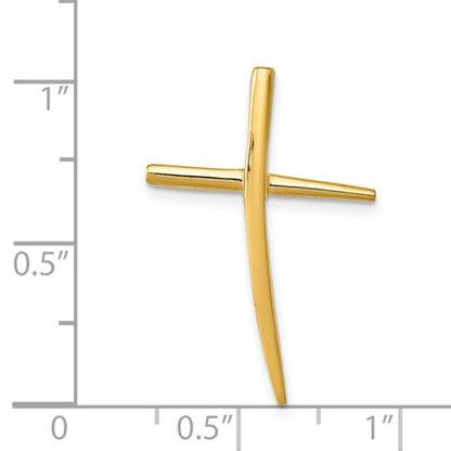 14K Polished Curved Cross Chain Slide