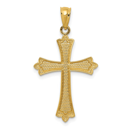 14k Fleur de Lis Cross Pendant