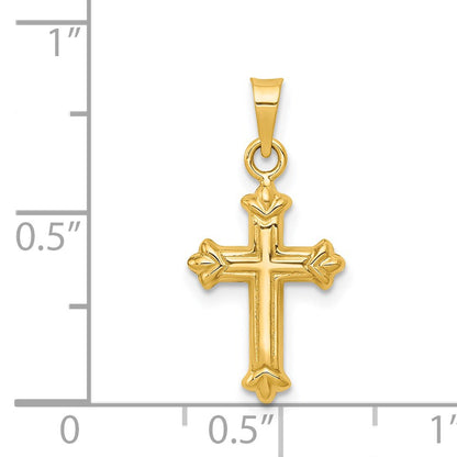 14k Fleur de Lis Hollow Cross Charm