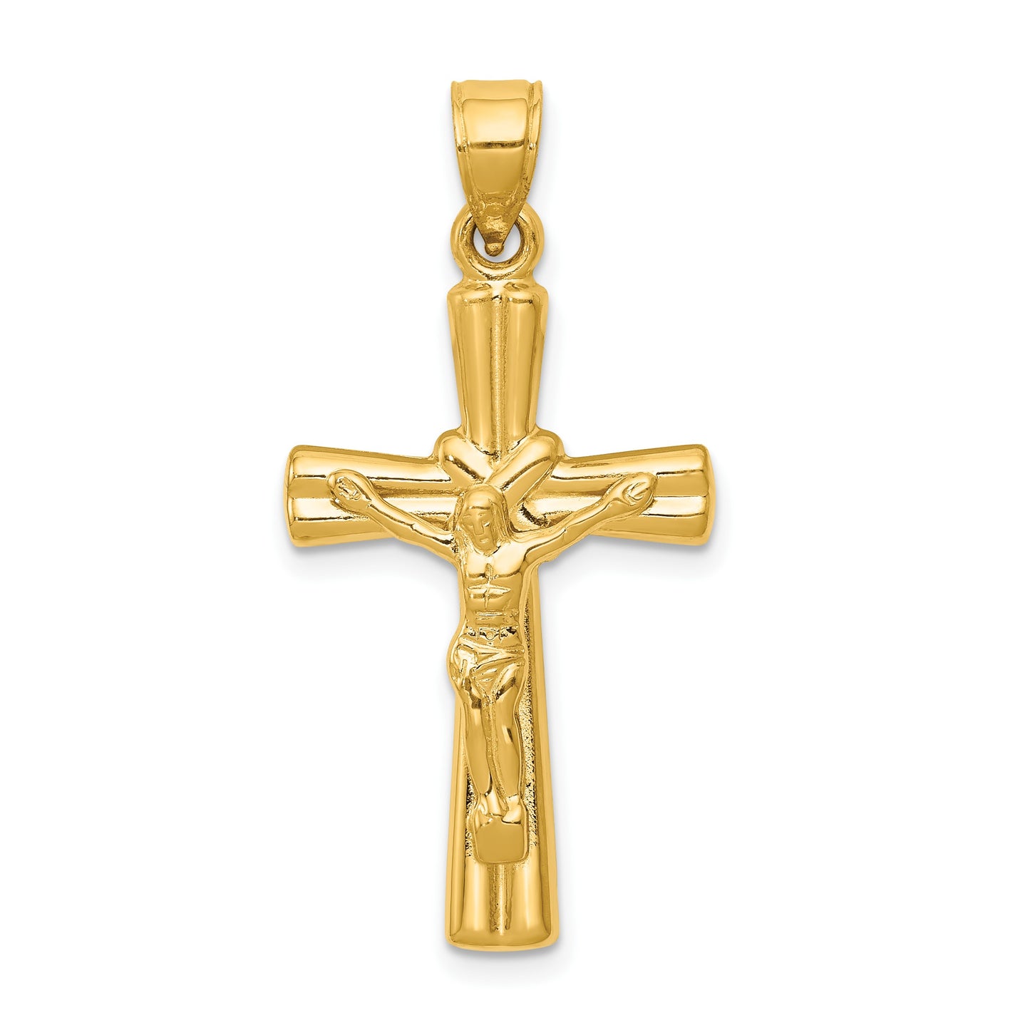 14K Hollow Crucifix Reversible to X-Center Cross Pendant