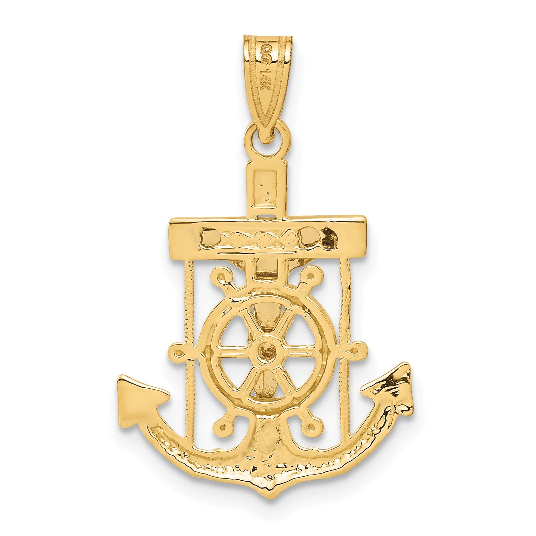 14k Two-tone Diamond-cut Mariners Crucifix Pendant