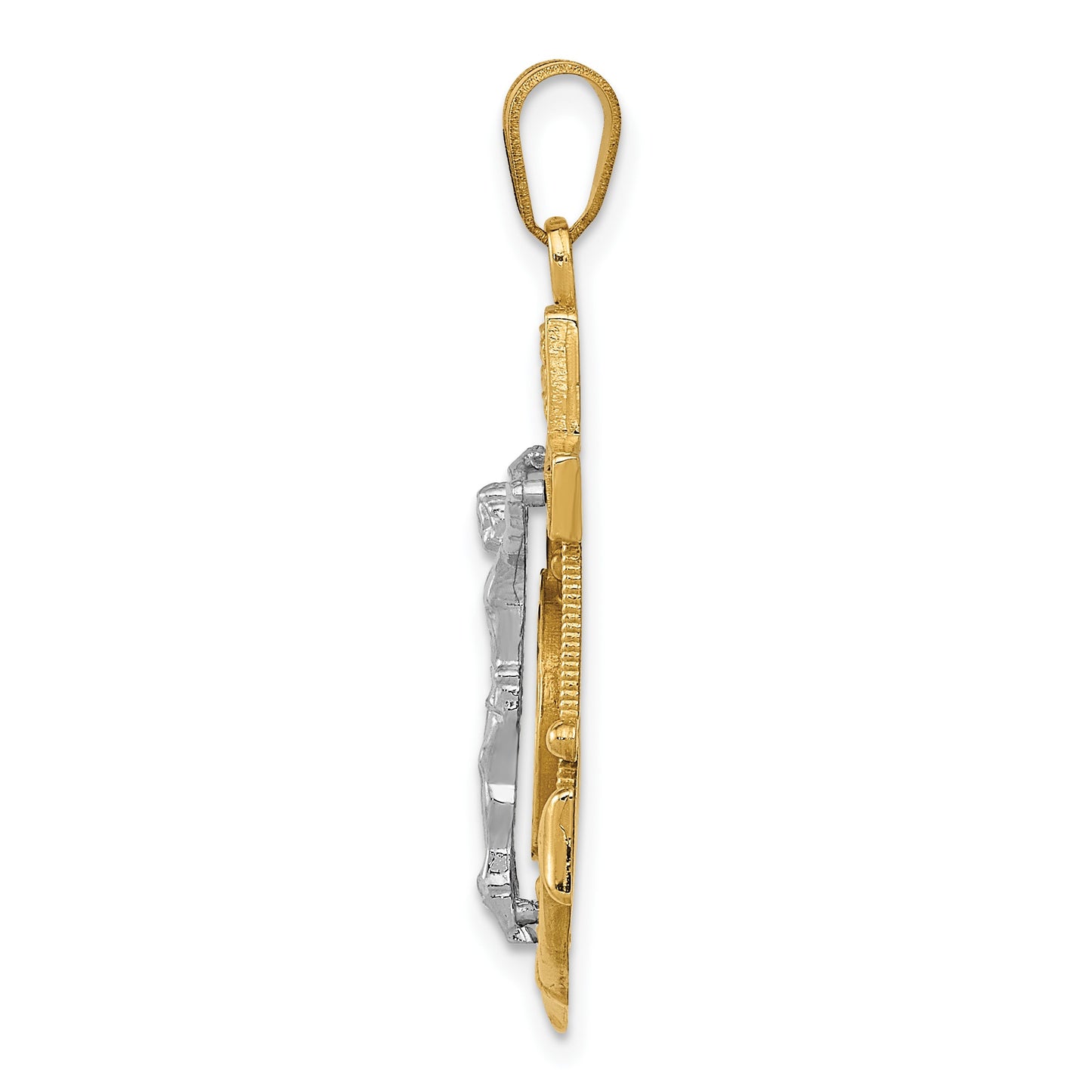 14k Two-tone Diamond-cut Mariners Crucifix Pendant
