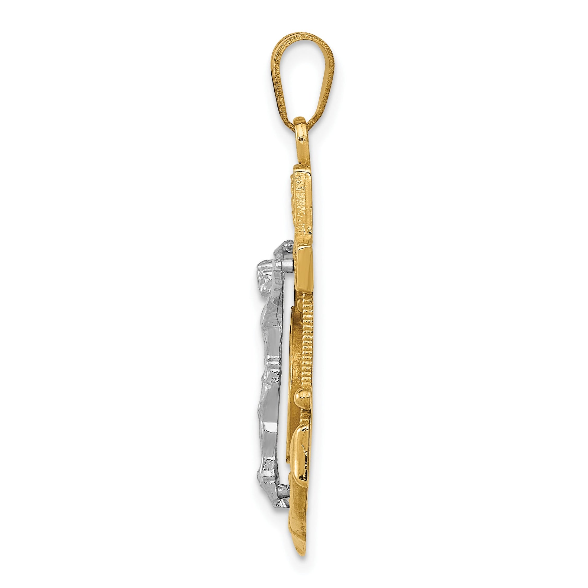 14k Two-tone Diamond-cut Mariners Crucifix Pendant