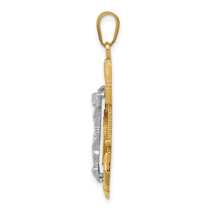 14k Two-tone Diamond-cut Mariners Crucifix Pendant