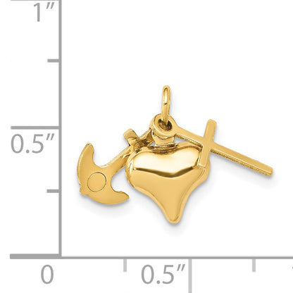 14K 3-D Faith, Hope And Charity Charm