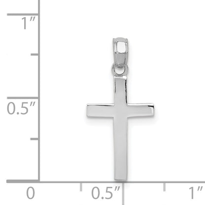 14k White Gold Beveled Cross Charm