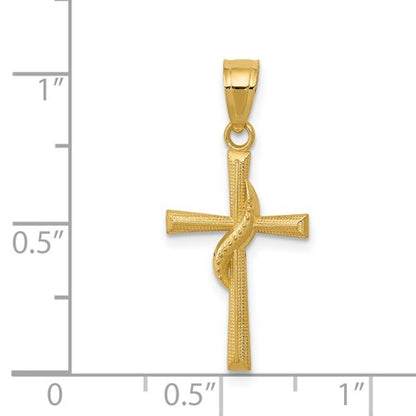 14k Polished Cross with Drape Pendant