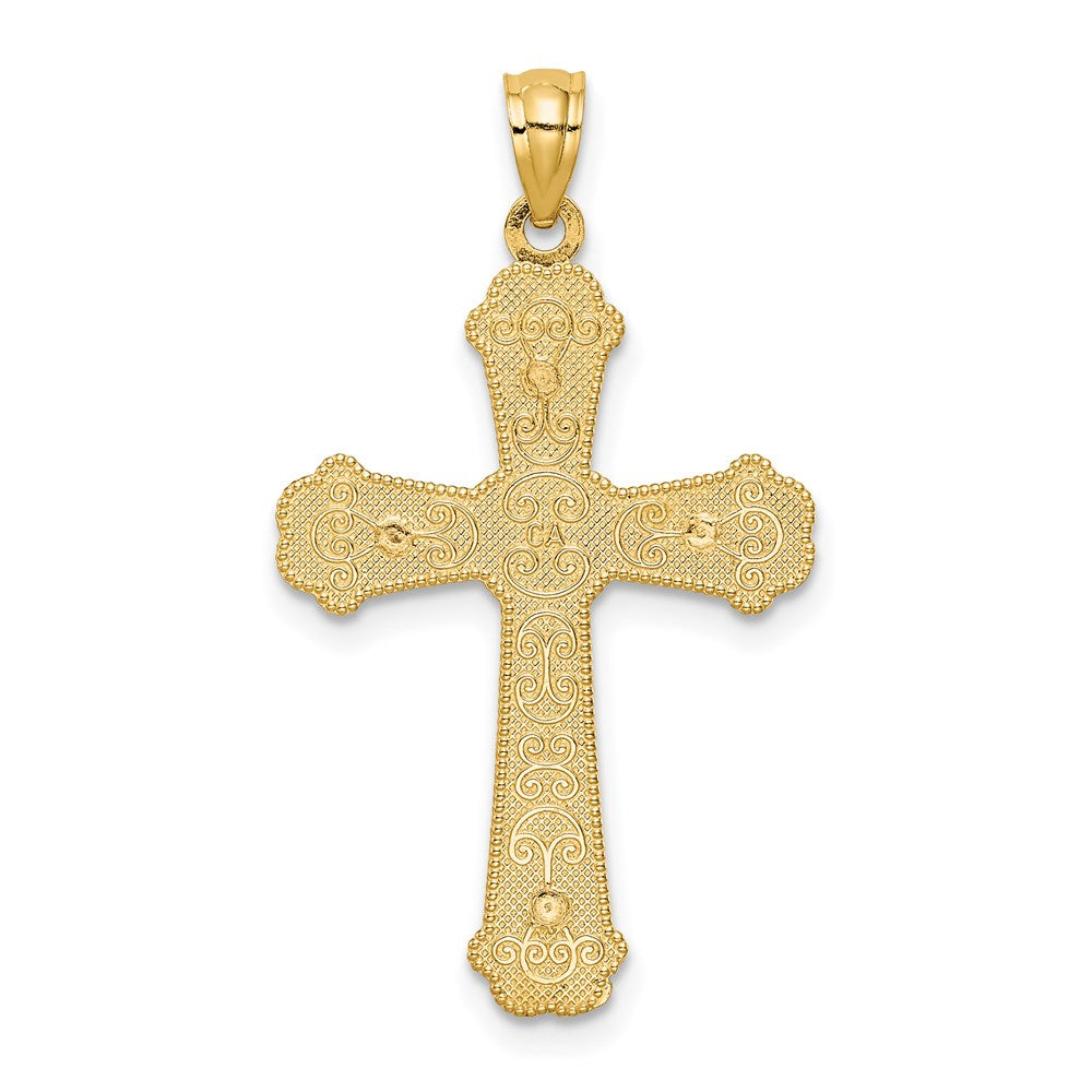 14k Two-tone Hearts Cross Pendant