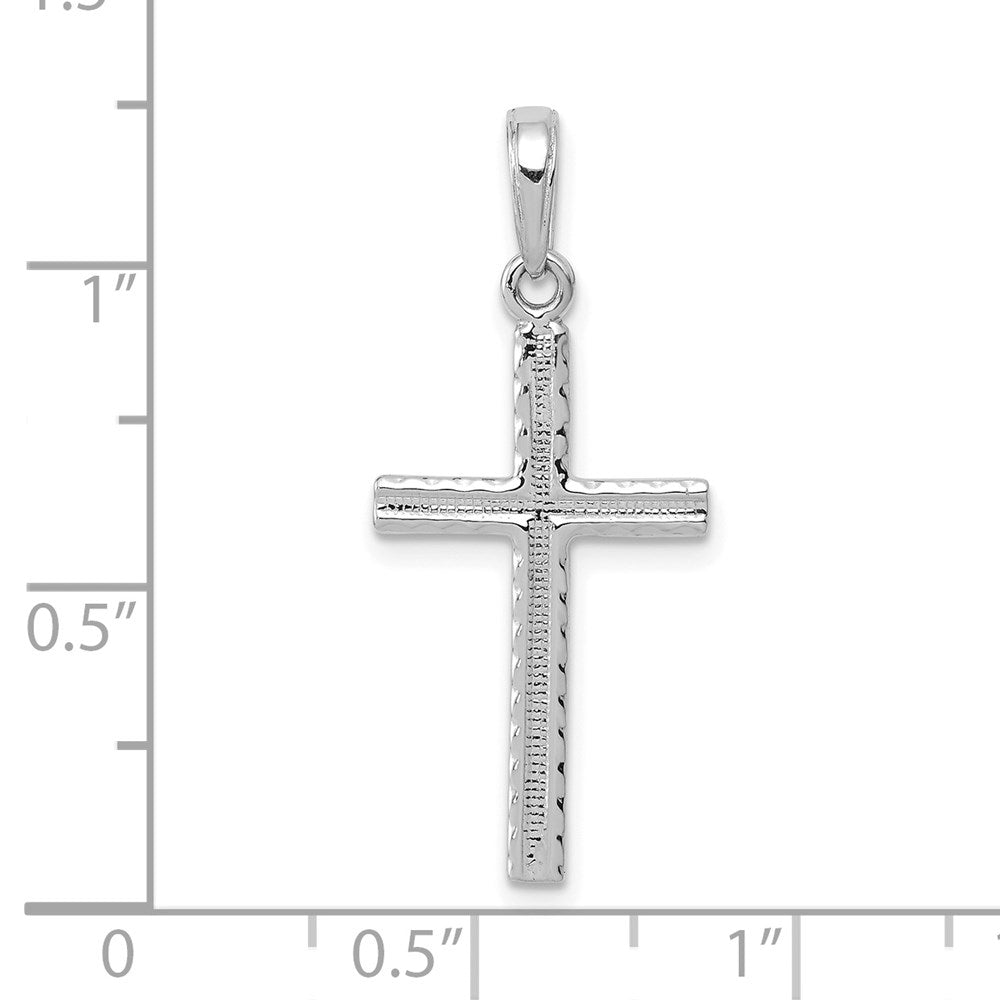 14K White Gold Latin Cross Pendant