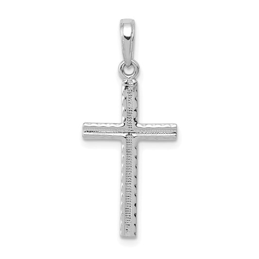 14K White Gold Latin Cross Pendant