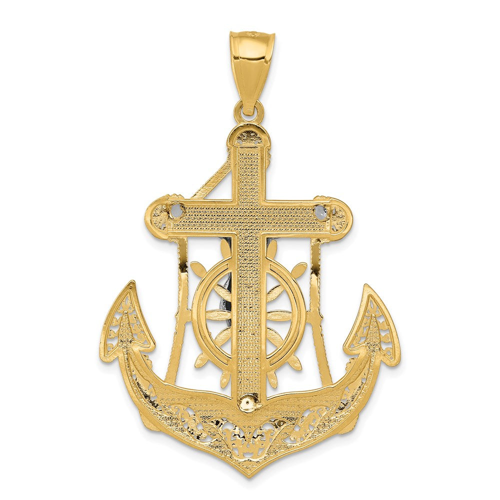 14k Two-tone Mariner's Cross Pendant