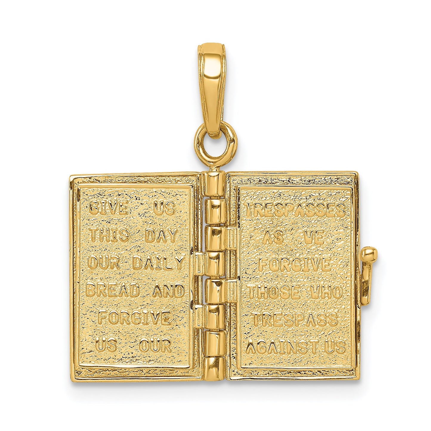 14K 3-D HOLY BIBLE with Lord's Prayer and Moveable Pages Pendant