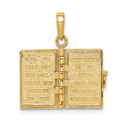 14K 3-D HOLY BIBLE with Lord's Prayer and Moveable Pages Pendant