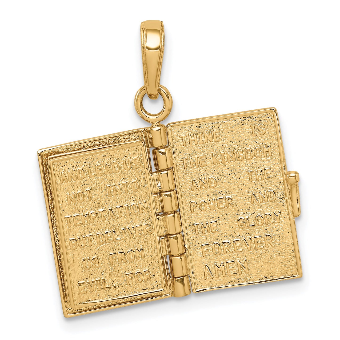 14K 3-D HOLY BIBLE with Lord's Prayer and Moveable Pages Pendant
