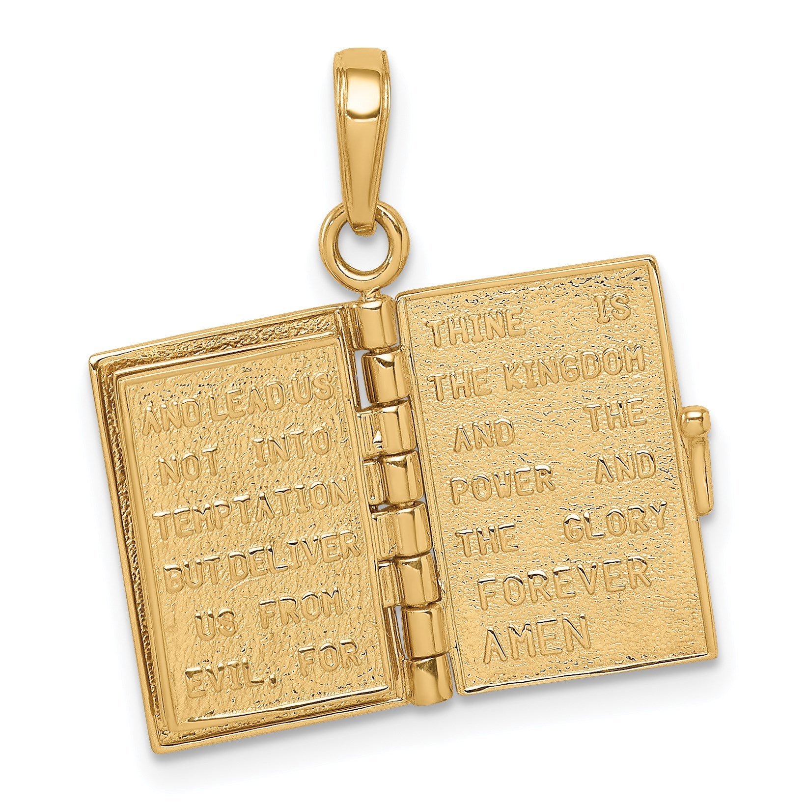 14K 3-D HOLY BIBLE with Lord's Prayer and Moveable Pages Pendant