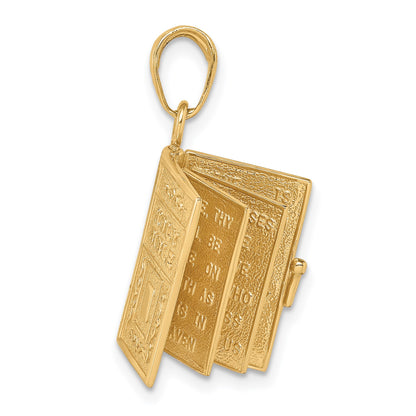 14K 3-D HOLY BIBLE with Lord's Prayer and Moveable Pages Pendant