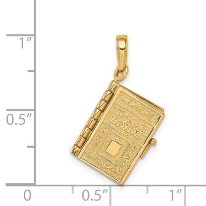14K 3-D HOLY BIBLE with Lord's Prayer and Moveable Pages Pendant