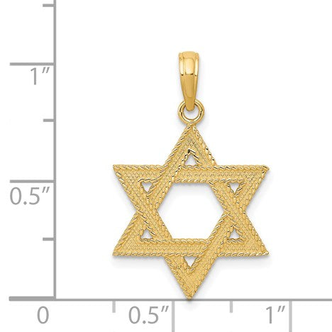 14k Textured Star of David Pendant