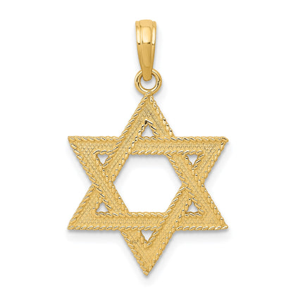 14k Textured Star of David Pendant
