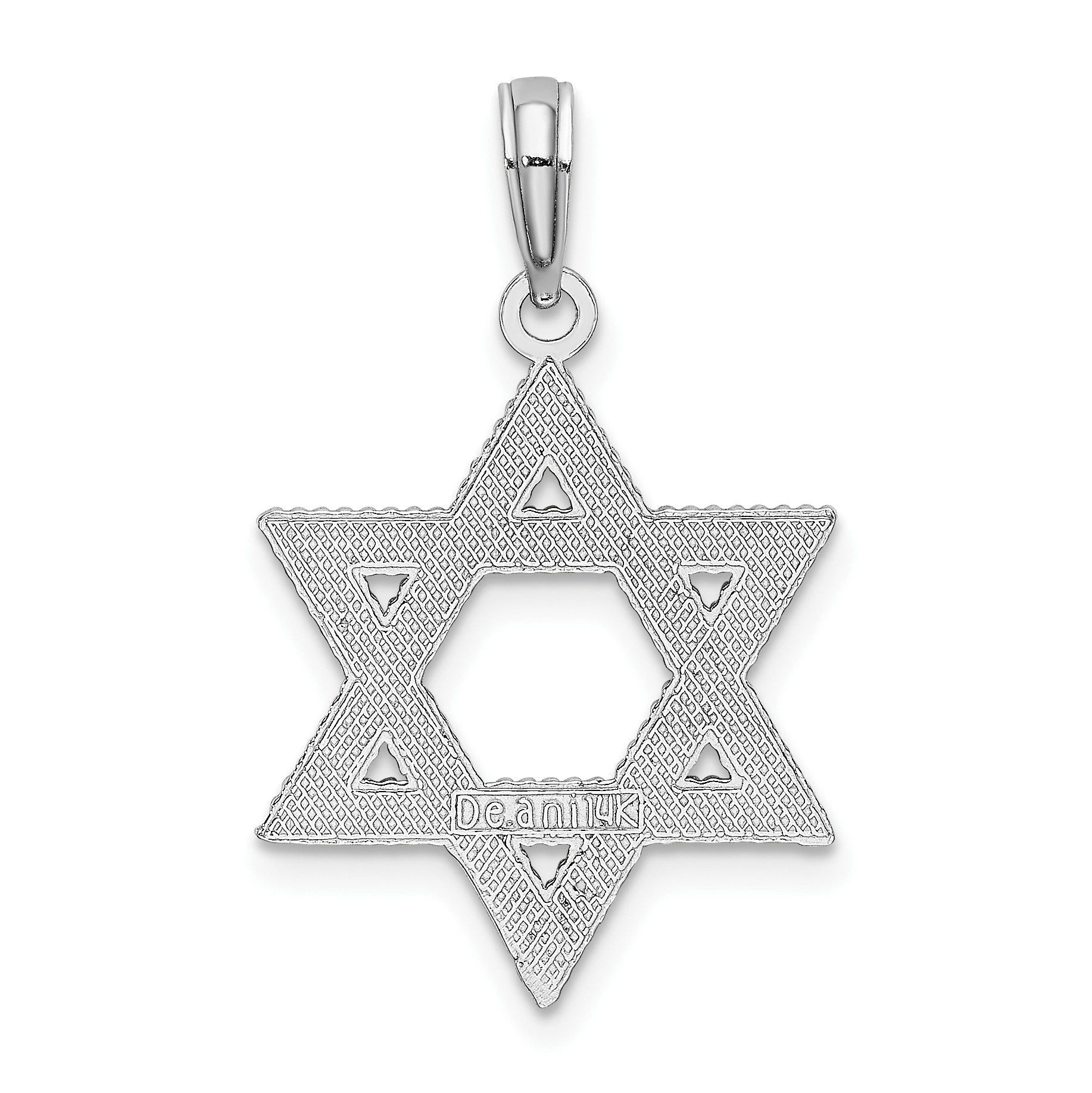 14K White Gold Textured Star Of David Charm