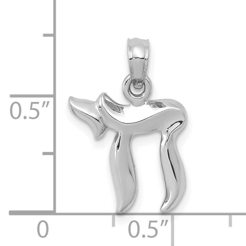 14k White Gold Polished Chai Pendant