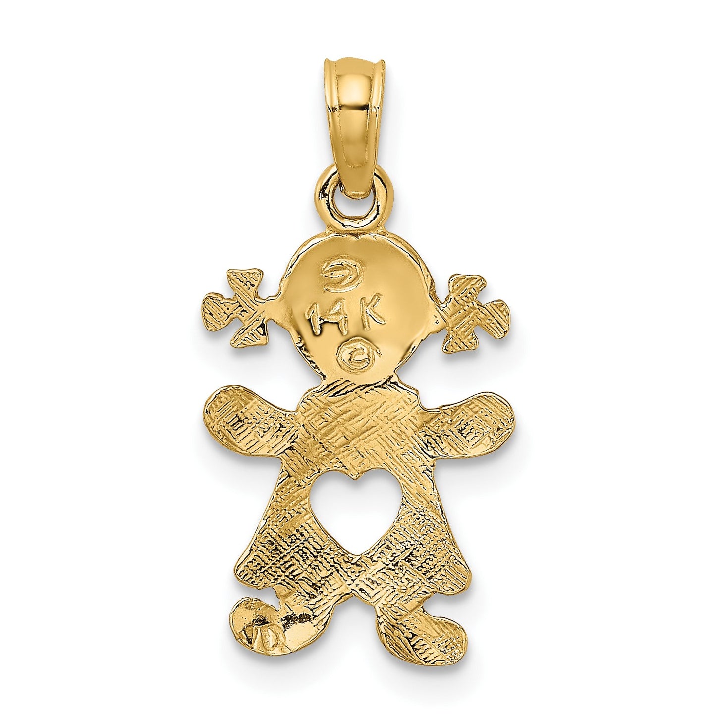 14k Playful Girl with Cut-Out Heart Charm