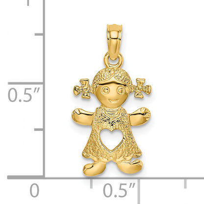 14k Playful Girl with Cut-Out Heart Charm