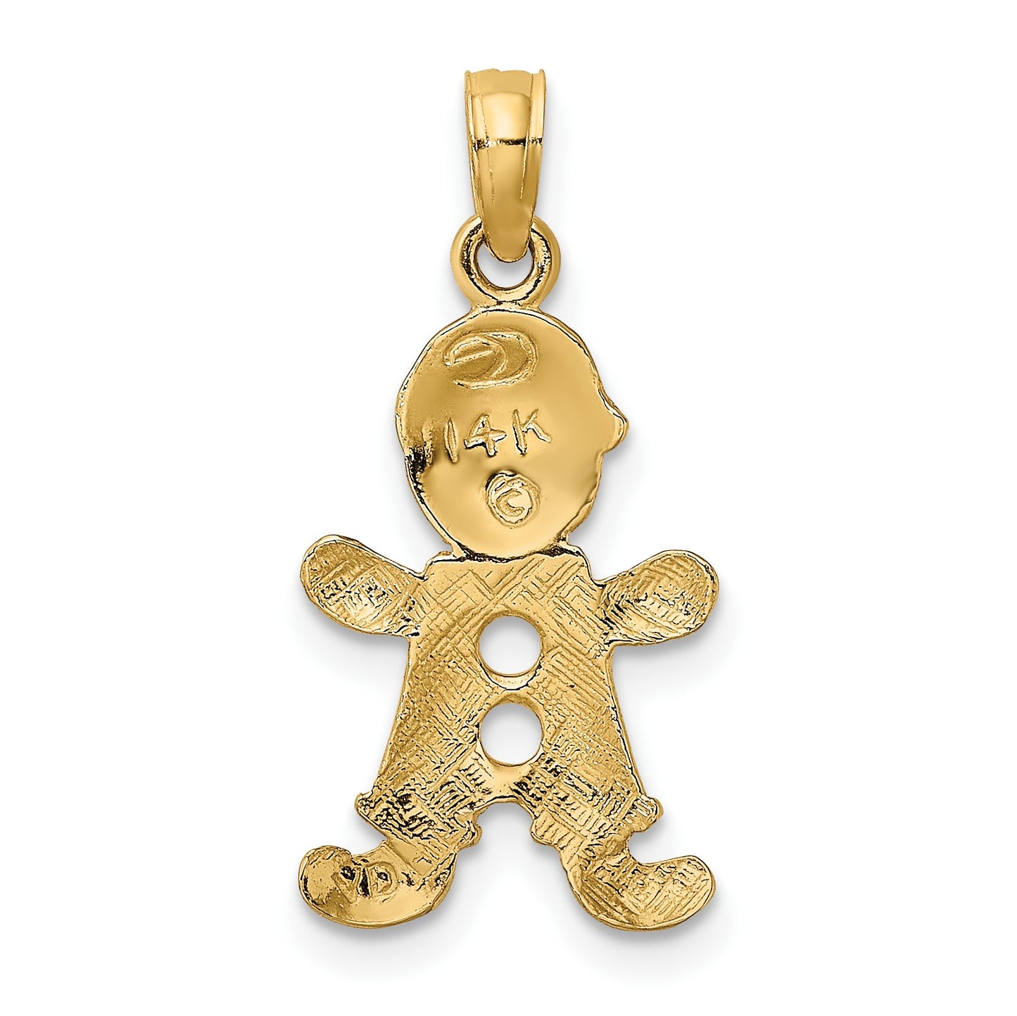 14k Playful Boy with Cut-Out Buttons Charm