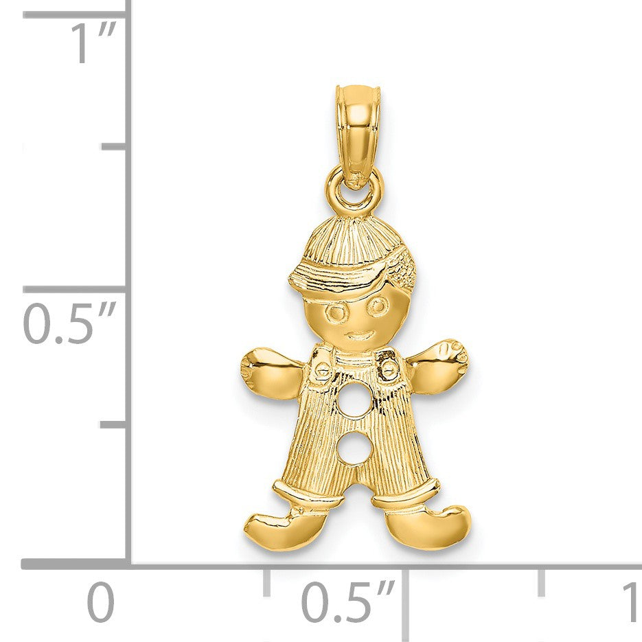 14k Playful Boy with Cut-Out Buttons Charm