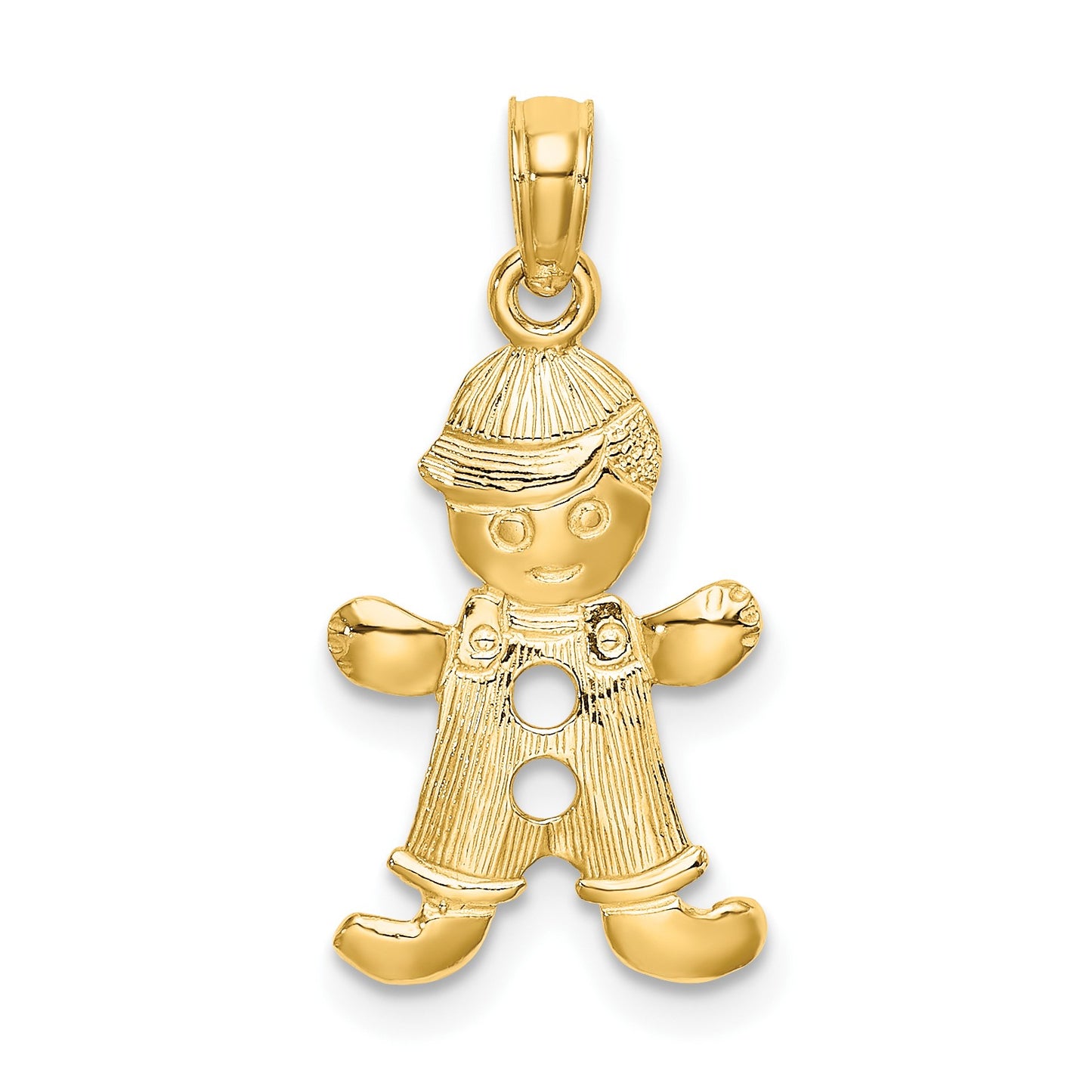 14k Playful Boy with Cut-Out Buttons Charm