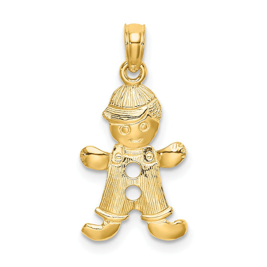 14k Playful Boy with Cut-Out Buttons Charm